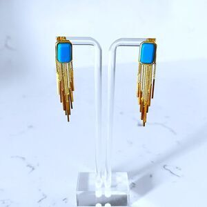 Gold Plated Sterling Silver 925 Tassel Fringe Earrings